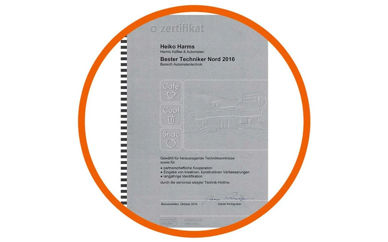 Auszeichnung, Urkunde, Bester Techniker, Nord, 2016